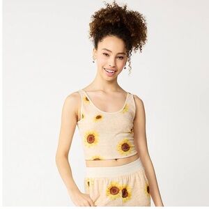 SO Juniors Sunflower cropped towel terry scoop neck tank & boyfriend shorts NWT